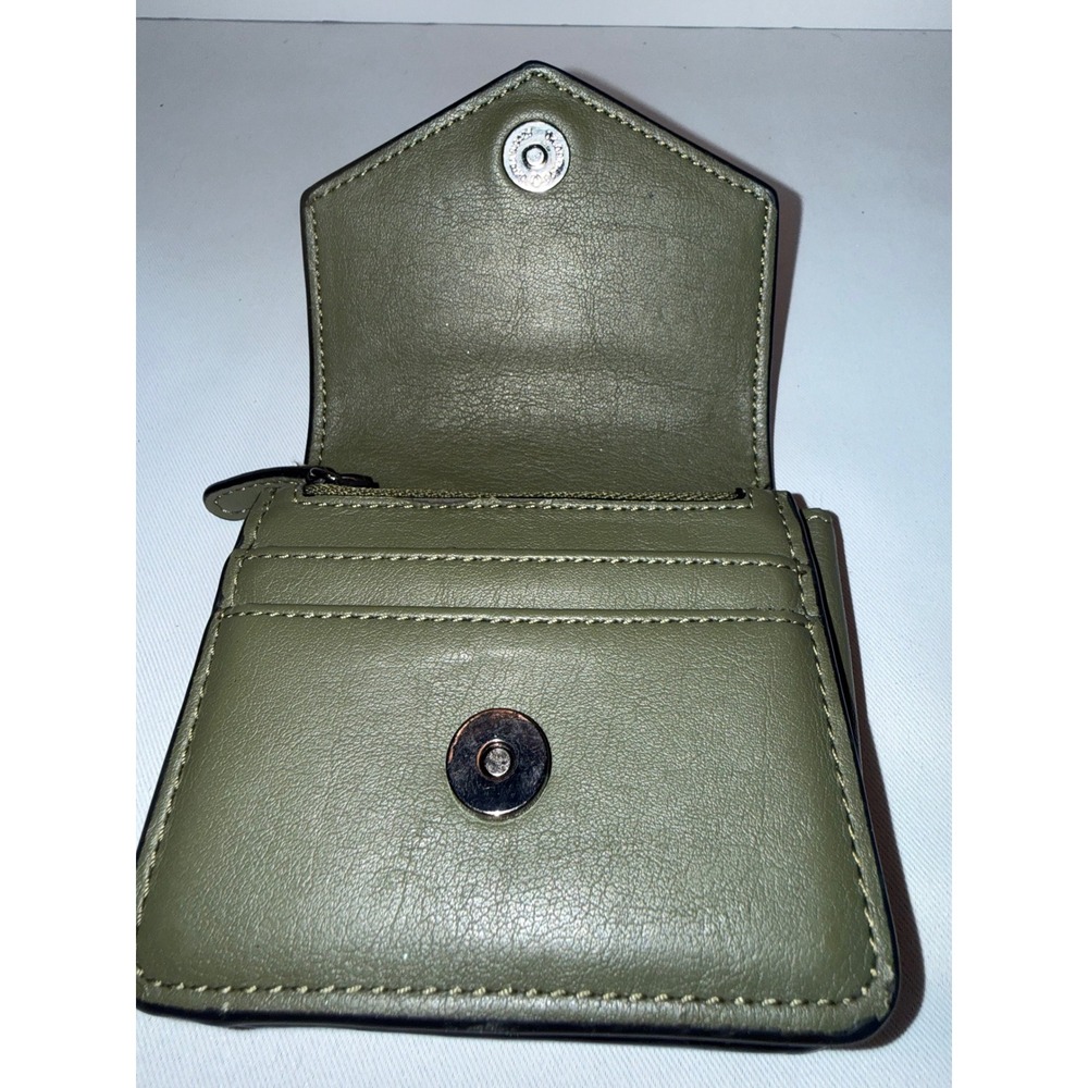 Simply Vera Vera Wang Olive Green Small Bifold Wallet Envelope Card Case Logo - Picture 5 of 7
